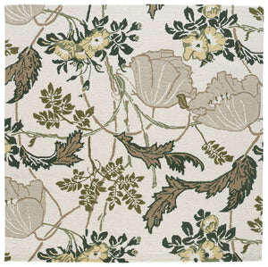 Safavieh Jardin Hand-Tufted Round Ivory Green Rug — Wool-Cotton Blend, Floral-Modern Texture For Living Rooms 6'-0" x 6'-0" JAR278A-6R