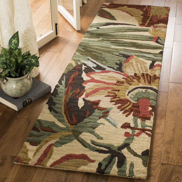 Safavieh Jardin Hand-Tufted Wool Rug Ivory With Vibrant Multi-Color Botanical Motif For Elegant Living Spaces 10'-0" x 14'-0" JAR325A-10