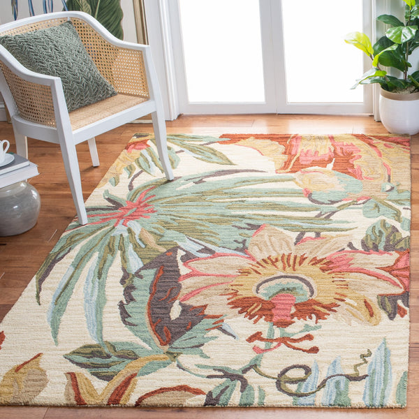 Safavieh Jardin Hand-Tufted Wool Rug Ivory Botanical Design With Vibrant Multi Accents For Timeless Rooms 9'-0" x 12'-0" JAR325A-9