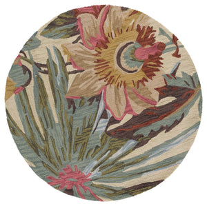 Safavieh Jardin Exquisite Round Area Rug With Floral Design - Hand-tufted Wool Elegance For Any Room Ivory ,Multi Wool Jar325a-5r