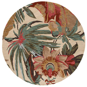 Safavieh Jardin Exquisite Round Area Rug With Floral Design - Hand-tufted Wool Elegance For Any Room Ivory ,Multi Wool Jar325a-7r