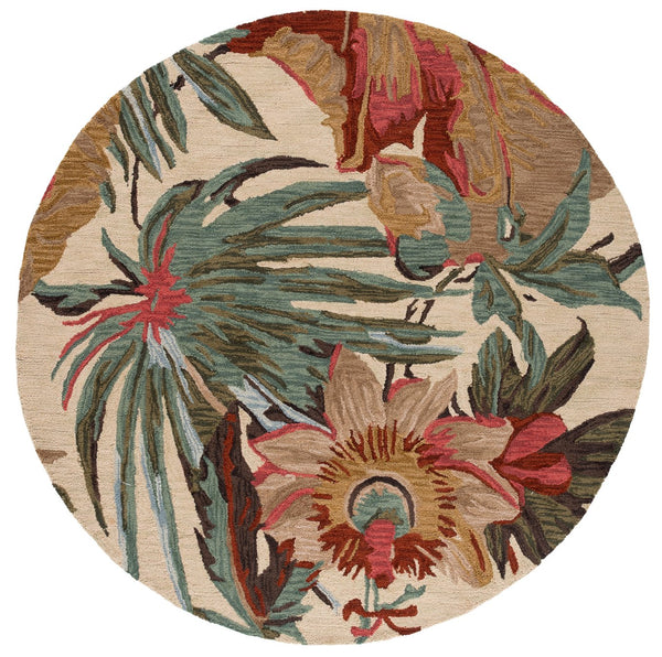 Safavieh Jardin Exquisite Round Area Rug With Floral Design - Hand-tufted Wool Elegance For Any Room Ivory ,Multi Wool Jar325a-7r