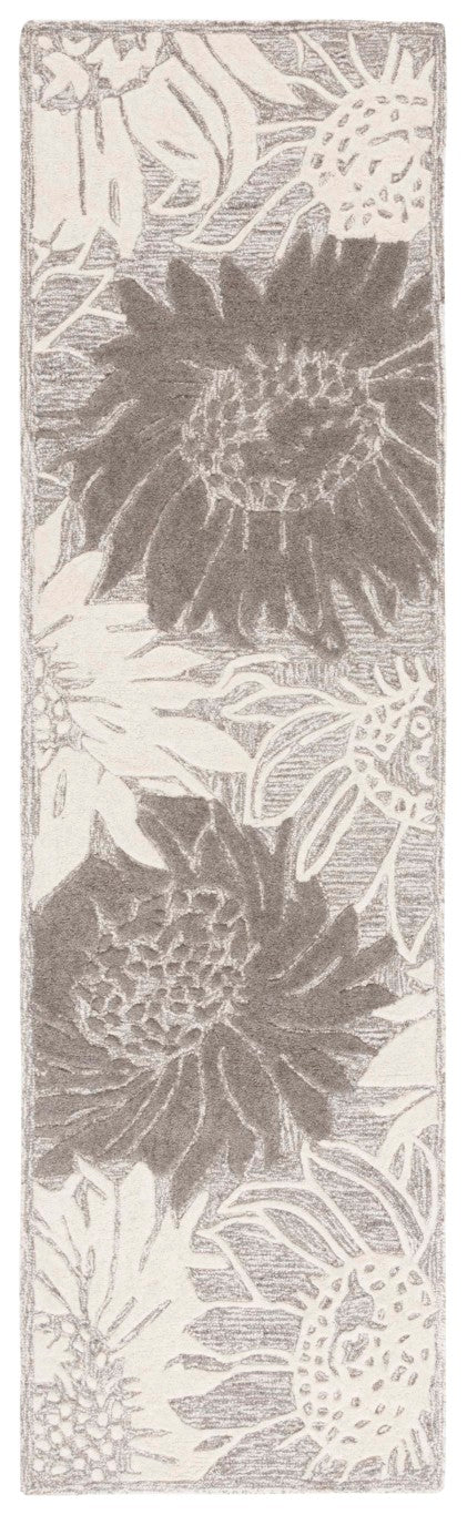 Safavieh Jardin Hand-Tufted Wool Runner Soft Floral Hallway Rug in Grey and Ivory 2'-3" x 8'-0" JAR327F-28