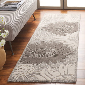 Safavieh Jardin Hand-Tufted Wool Runner Soft Floral Hallway Rug in Grey and Ivory 2'-3" x 8'-0" JAR327F-28