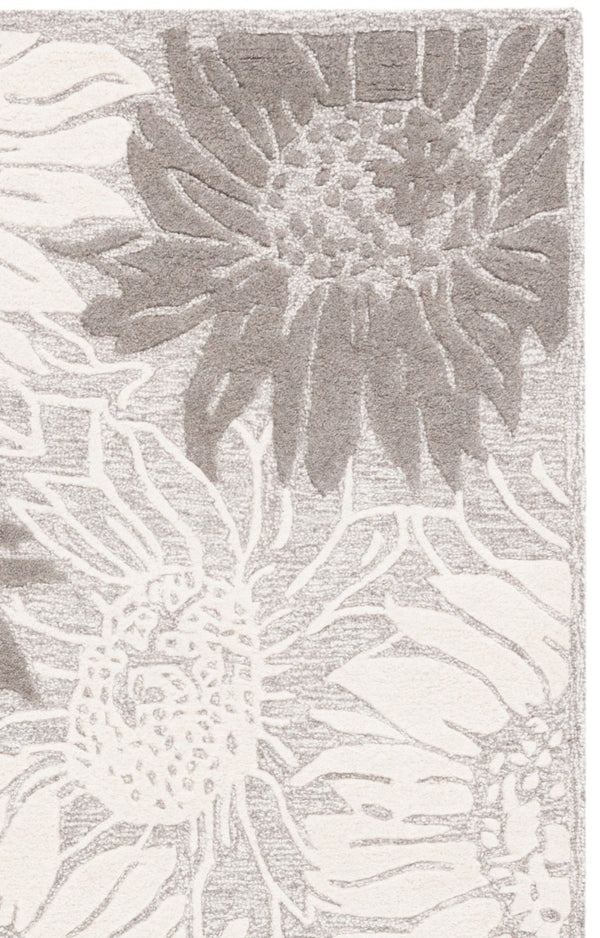 Safavieh Jardin Hand-Tufted Wool Runner Soft Floral Hallway Rug in Grey and Ivory 5'-0" x 8'-0" JAR327F-5