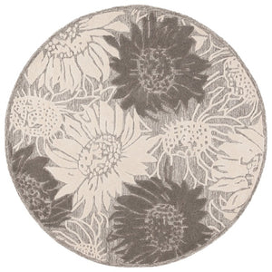 Safavieh Jardin Hand-Tufted Wool Runner Soft Floral Hallway Rug in Grey and Ivory 6'-0" x 6'-0" - A JAR327F-6R