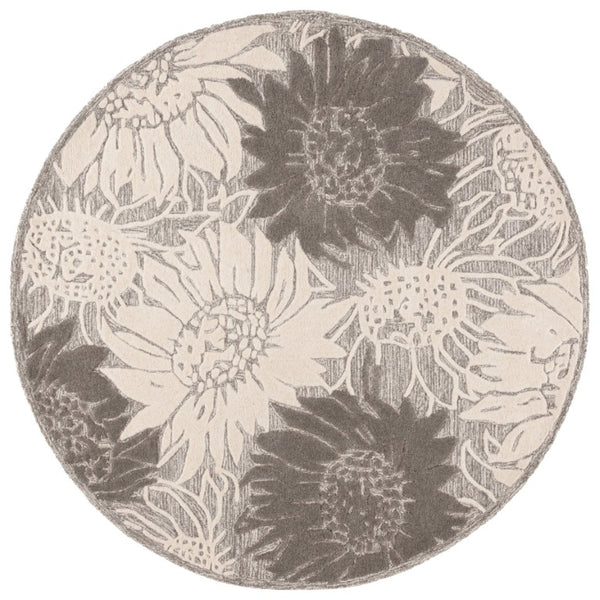 Safavieh Jardin Hand-Tufted Wool Runner Soft Floral Hallway Rug in Grey and Ivory 6'-0" x 6'-0" - A JAR327F-6R
