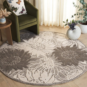 Safavieh Jardin Hand-Tufted Wool Runner Soft Floral Hallway Rug in Grey and Ivory 6'-0" x 6'-0" - A JAR327F-6R