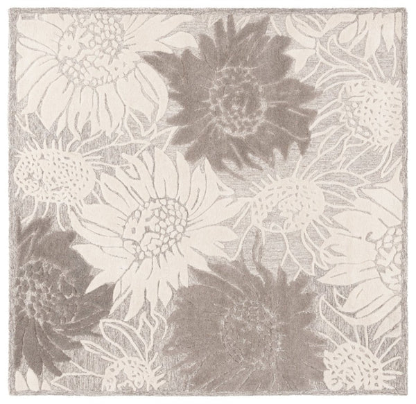 Safavieh Jardin Hand-Tufted Wool Runner Soft Floral Hallway Rug in Grey and Ivory 6'-0" x 6'-0" - B JAR327F-6SQ