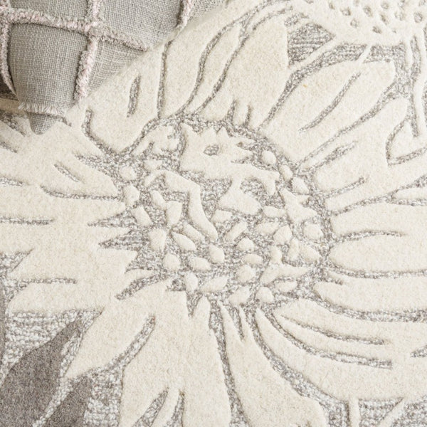 Safavieh Jardin Hand-Tufted Wool Runner Soft Floral Hallway Rug in Grey and Ivory 6'-0" x 6'-0" - B JAR327F-6SQ