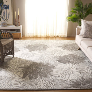Safavieh Jardin Hand-Tufted Wool Runner Soft Floral Hallway Rug in Grey and Ivory 8'-0" x 10'-0" JAR327F-8