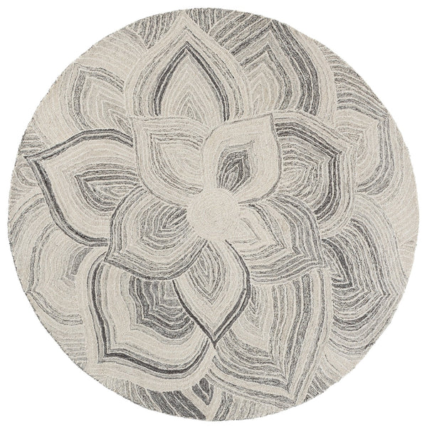 Safavieh Jardin Hand-Tufted Ivory Grey Floral Rug — Wool-Cotton Blend, Low-Profile Comfort, Elegant Centerpiece 4'-0" x 6'-0" JAR330F-4