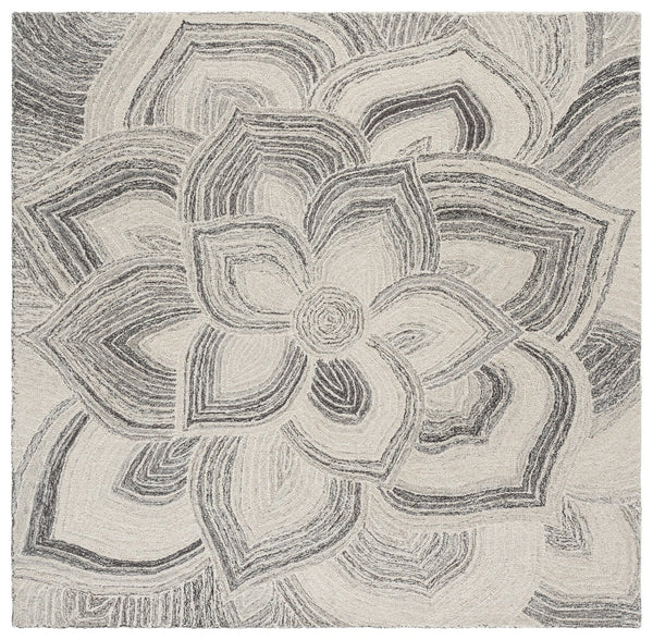 Safavieh Jardin Hand-Tufted Ivory Grey Floral Rug - Wool-Cotton Blend, Low-Profile 1/2" Pile, Artisanal Quality 6'-0" x 9'-0" JAR330F-6