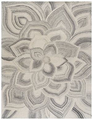 Safavieh Jardin Hand‑Tufted Round Ivory Grey Floral Rug — Wool‑Cotton Blend, Low‑Pile Elegance For Living Rooms 6'-0" x 6'-0" JAR330F-6R