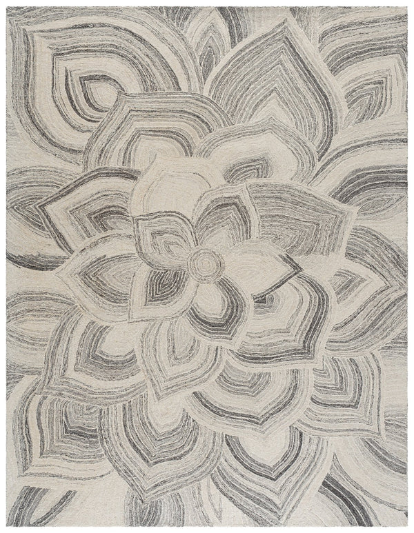 Safavieh Jardin Hand‑Tufted Round Ivory Grey Floral Rug — Wool‑Cotton Blend, Low‑Pile Elegance For Living Rooms 6'-0" x 6'-0" JAR330F-6R