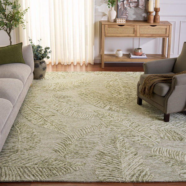 Safavieh Jardin Hand‑Tufted Sage And Ivory Floral Area Rug — Wool-Cotton Blend, Low-Profile Elegance For Living Rooms 8'-0" x 10'-0" JAR331W-8