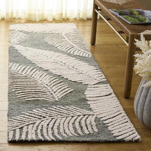 Safavieh Jardin Hand-Tufted Grey Ivory Floral Rug — Wool-Cotton Blend, Durable Comfort, Ethically Made In India 4'-0" x 6'-0" JAR332F-4