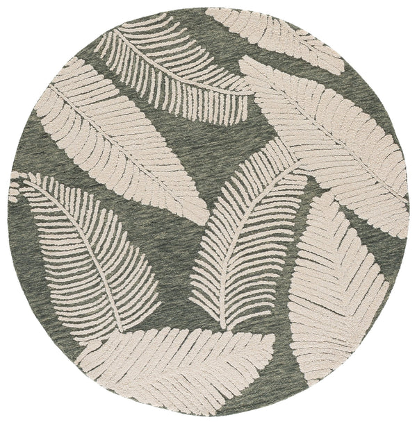 Safavieh Jardin Hand-Tufted Round Rug In Grey Ivory Floral Motif — Wool-Cotton Blend, Textured Comfort 6'-0" x 6'-0" JAR332F-6R