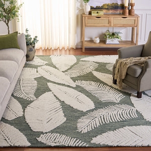 Safavieh Jardin Hand-Tufted Grey Ivory Floral Rug – Wool-Cotton Blend, Artisanal Texture, Timeless Elegance 9'-0" x 12'-0" JAR332F-9