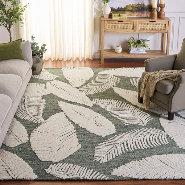 Safavieh Jardin Hand-Tufted Grey Ivory Wool-Cotton Rug With Subtle Floral Motif — Durable, Plush, Artisanal Elegance 6'-0" x 9'-0" JAR332F-6