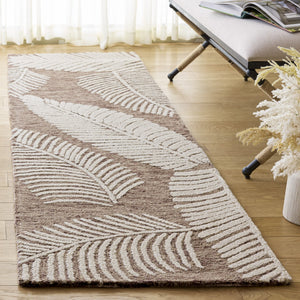 Safavieh Jardin Hand-Tufted Brown Ivory Floral Rug — Wool-Cotton Blend, Plush 0.5" Pile, Timeless Artisanal Style 6'-0" x 6'-0" JAR332T-6SQ