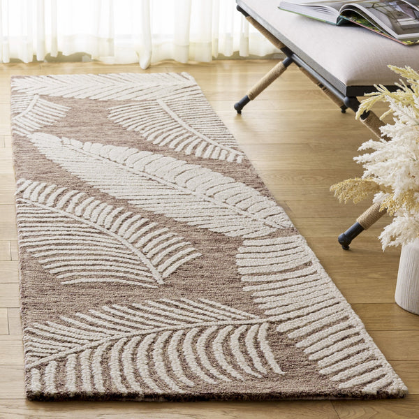 Safavieh Jardin Hand-Tufted Round Rug Brown Ivory Floral — Wool-Cotton Blend, Low-Profile Plush, Artisanal Craftsmanship 6'-0" x 6'-0" JAR332T-6R