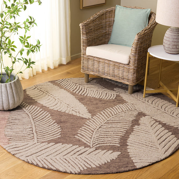 Safavieh Jardin Hand-Tufted Wool-Cotton Runner In Brown & Ivory Floral — Low-Profile 1/2" Pile, Hallway Accent 2'-3" x 8'-0" JAR332T-28