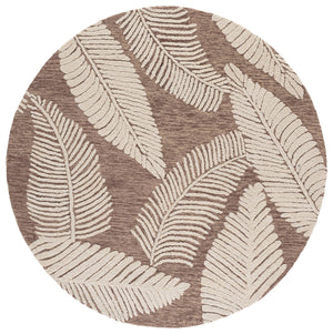 Safavieh Jardin Hand-Tufted Brown Ivory Floral Rug — Wool-Cotton Blend, Low-Pile Artisan Accent For Living Rooms 6'-0" x 9'-0" JAR332T-6