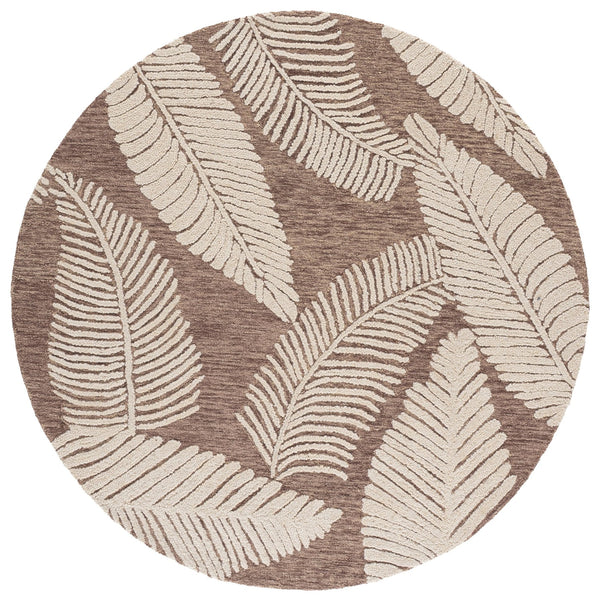 Safavieh Jardin Hand-Tufted Wool-Cotton Runner In Brown & Ivory Floral — Low-Profile 1/2" Pile, Hallway Accent 2'-3" x 8'-0" JAR332T-28