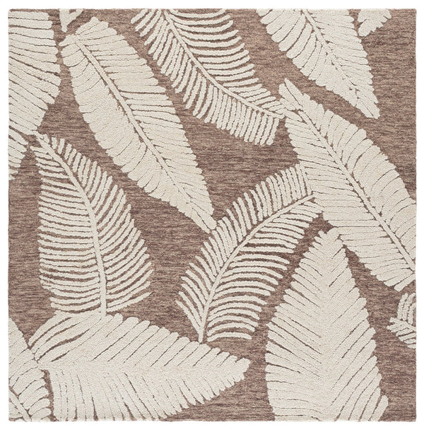 Safavieh Jardin Hand-Tufted Brown Ivory Floral Rug — Wool-Cotton Blend, Low-Pile Artisan Accent For Living Rooms 6'-0" x 9'-0" JAR332T-6