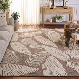 Safavieh Jardin Hand-Tufted Brown & Ivory Floral Rug — Wool-Cotton Blend, Artisanal Comfort For Living Rooms 4'-0" x 6'-0" JAR332T-4