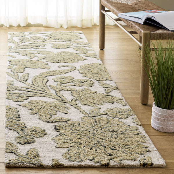 Safavieh Jardin Hand-Tufted Ivory And Green Floral Rug, 80% Wool Low-Pile Rectangle For Timeless Style 5'-0" x 8'-0" JAR333Y-5