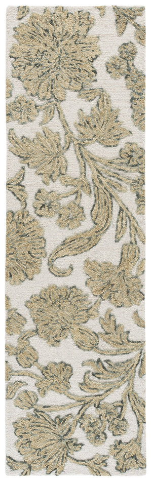 Safavieh Jardin Hand-Tufted Ivory And Green Floral Rug, 80% Wool Low-Pile Rectangle For Timeless Style 5'-0" x 8'-0" JAR333Y-5