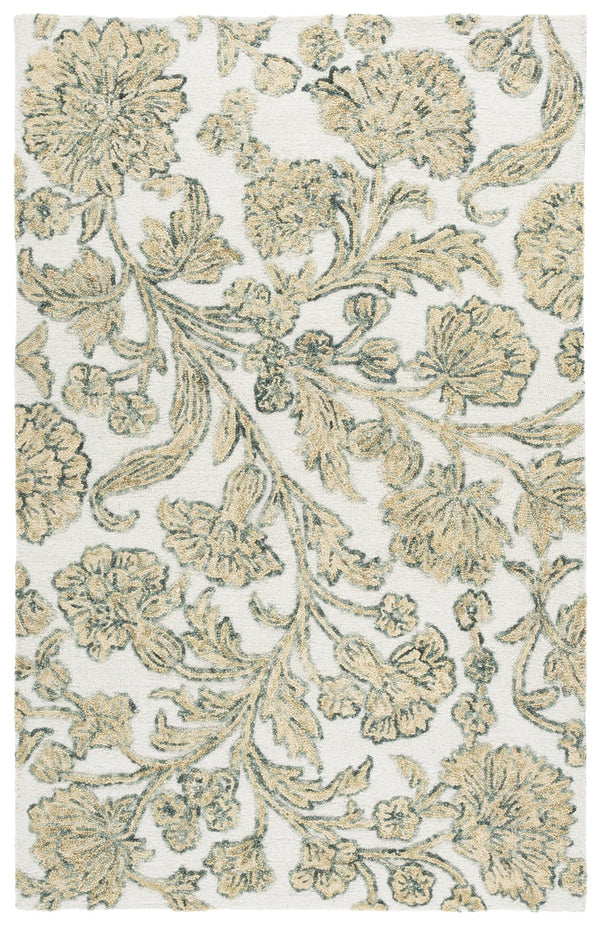 Safavieh Jardin Hand-Tufted Round Wool-Cotton Rug In Ivory And Green Floral Motif — Soft, Artisanal Centerpiece 6'-0" x 6'-0" JAR333Y-6R