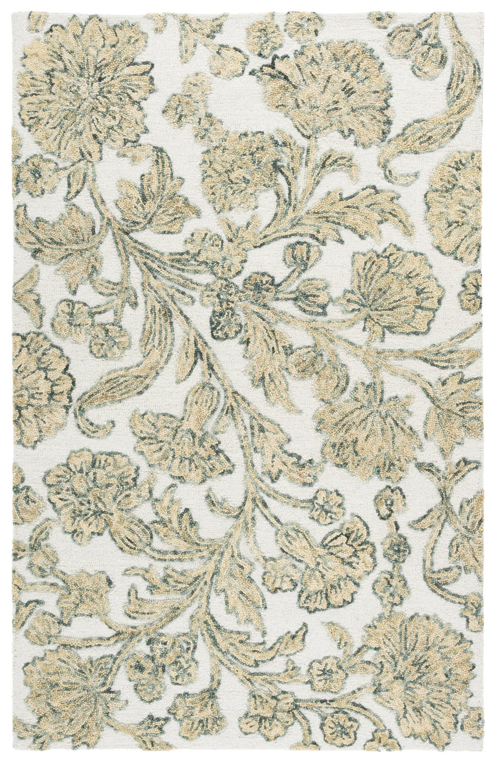 Safavieh Jardin Hand‑Tufted Ivory And Green Runner Rug, Low‑Profile Wool Blend, Floral Texture For Hallways 2'-3" x 8'-0" JAR333Y-28