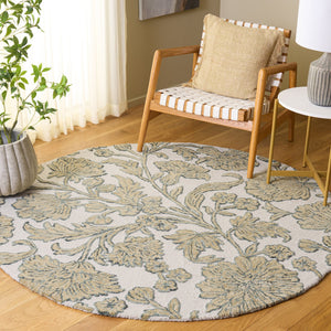 Safavieh Jardin Hand-Tufted Ivory Green Floral Rug — Wool-Cotton Blend, Low-Profile Luxury For Timeless Rooms 6'-0" x 6'-0" JAR333Y-6SQ