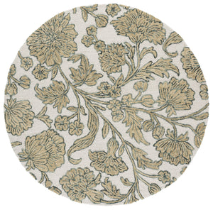 Safavieh Jardin Hand-Tufted Round Wool-Cotton Rug In Ivory And Green Floral Motif — Soft, Artisanal Centerpiece 6'-0" x 6'-0" JAR333Y-6R