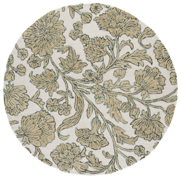 Safavieh Jardin Hand-Tufted Ivory Green Floral Rug — Wool-Cotton Blend, Low-Profile Luxury For Timeless Rooms 6'-0" x 6'-0" JAR333Y-6SQ
