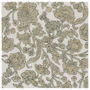 Safavieh Jardin Hand-Tufted Round Wool-Cotton Rug In Ivory And Green Floral Motif — Soft, Artisanal Centerpiece 6'-0" x 6'-0" JAR333Y-6R