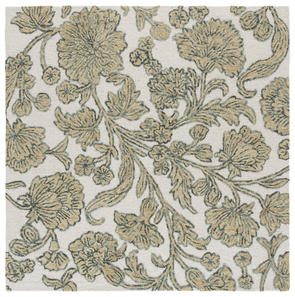 Safavieh Jardin Hand-Tufted Ivory And Green Floral Rug, 80% Wool Low-Pile Rectangle For Timeless Style 5'-0" x 8'-0" JAR333Y-5