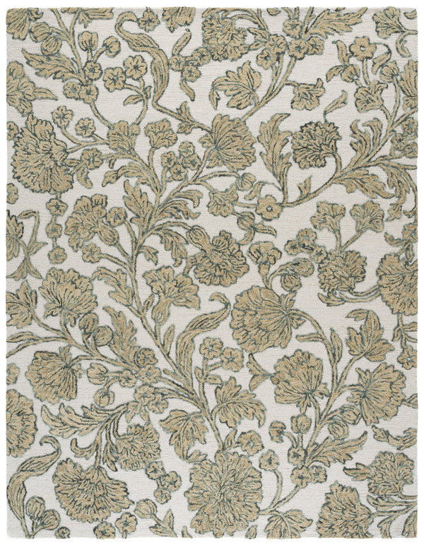 Safavieh Jardin Hand-Tufted Ivory And Green Floral Rug, 80% Wool Low-Pile Rectangle For Timeless Style 5'-0" x 8'-0" JAR333Y-5
