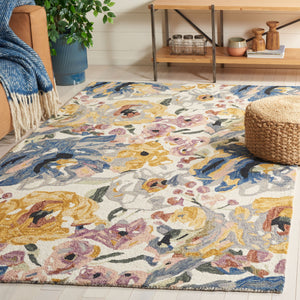 Safavieh Jardin Hand-tufted Ivory & Pink Area Rug - 5' X 8' Floral Design For Luxurious Home Decor Ivory ,Pink 85% Wool,15% Cotton Jar350a-5