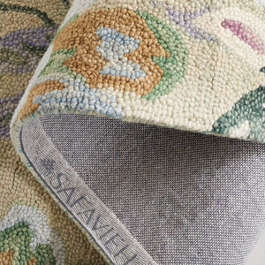 Safavieh Jardin Handcrafted Floral Area Rug: Luxurious 1/2 Inch Plush Wool-cotton Blend For Elegant Decor Beige ,Blue 85% Wool,15% Cotton Jar352b-3r