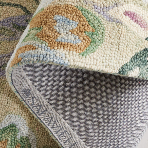 Safavieh Jardin Handcrafted Floral Area Rug: Luxurious 1/2 Inch Plush Wool-cotton Blend For Elegant Decor Beige ,Blue 85% Wool,15% Cotton Jar352b-3r