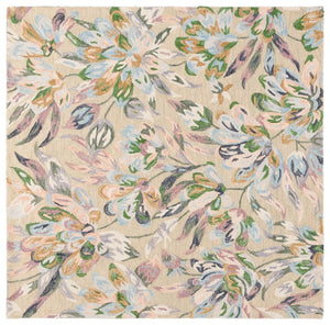 Safavieh Jardin Handcrafted Floral Area Rug: Luxurious 1/2 Inch Plush Wool-cotton Blend For Elegant Decor Beige ,Blue 85% Wool,15% Cotton Jar352b-3r