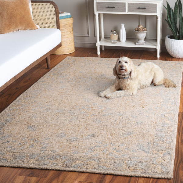 Safavieh Jardin Floral Area Rug - Handcrafted Wool & Cotton, Elegant Design For Luxurious Home Décor Beige ,Grey 85% Wool,15% Cotton Jar354b-3