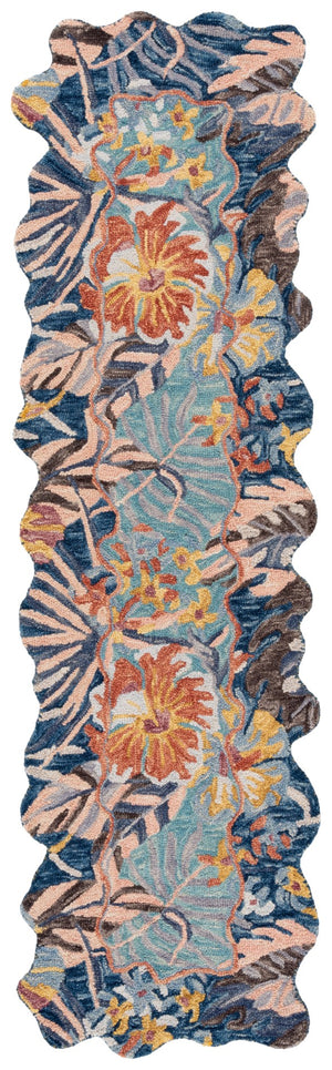 Safavieh Jardin Hand Tufted Floral Area Rug - Luxurious Wool Blend For Chic Home Decor And Comfort Navy ,Turquoise 85% Wool,15% Cotton Jar355n-4