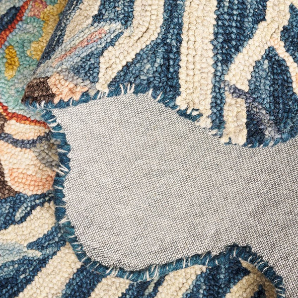 Safavieh Jardin Exquisite Hand-tufted Area Rug - Elegant Floral Design To Elevate Your Home Décor Today! Navy ,Turquoise 85% Wool,15% Cotton Jar355n-5