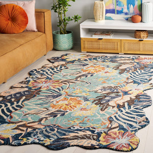 Safavieh Jardin Exquisite Hand-tufted Area Rug - Elegant Floral Design To Elevate Your Home Décor Today! Navy ,Turquoise 85% Wool,15% Cotton Jar355n-5