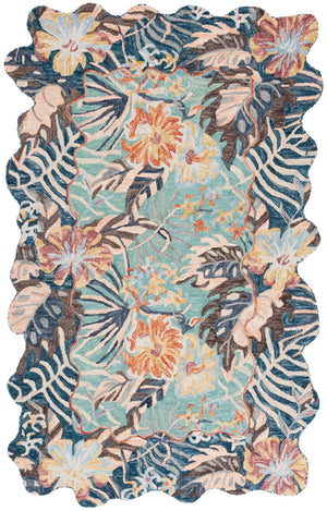 Safavieh Jardin Exquisite Hand-tufted Area Rug - Elegant Floral Design To Elevate Your Home Décor Today! Navy ,Turquoise 85% Wool,15% Cotton Jar355n-5